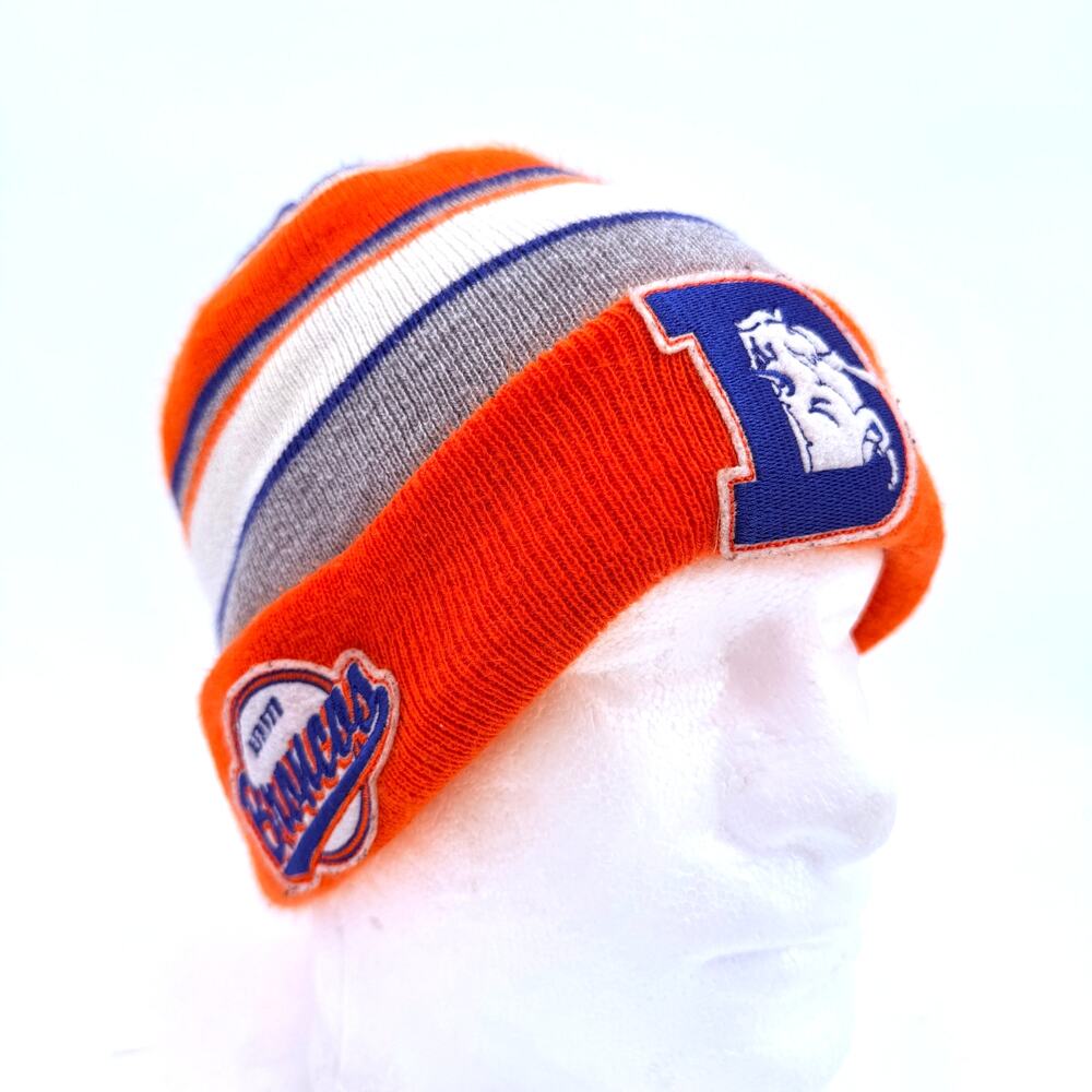 NFL Denver Broncos Football Throwback Vintage Striped Logo Beanie